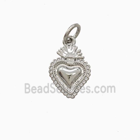 Copper Sacred Heart Pendant Platinum Plated