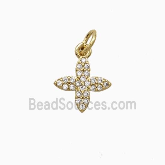 Copper Cross Pendant Pave Zirconia Gold Plated