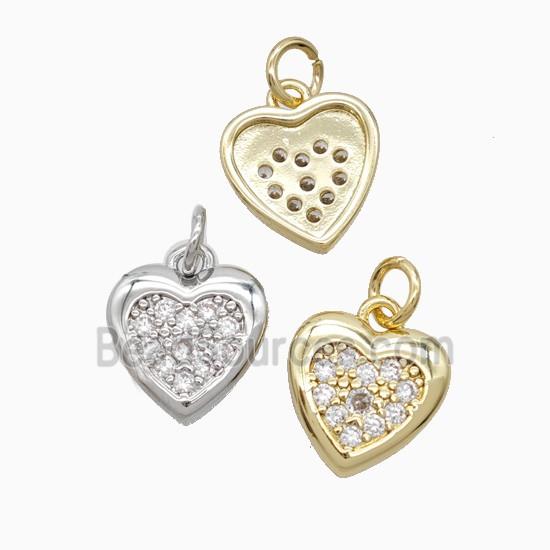 Copper Heart Pendant Pave Zirconia Mixed