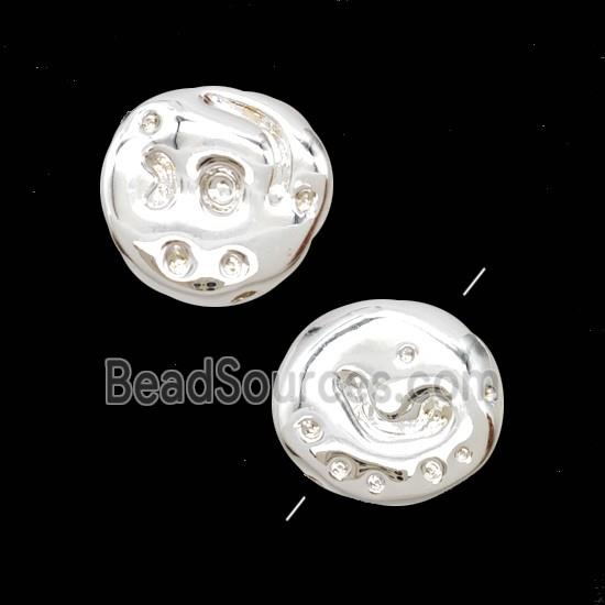 Copper Beads Hammered Shiny Silver