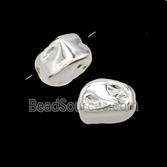 Copper Nugget Beads Freeform Hammered Shiny Silver