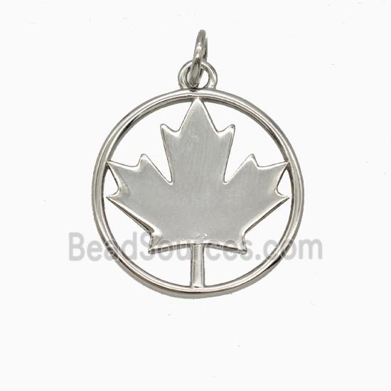 Canadian Maple Leaf Charms Copper Pendant Platinum Plated