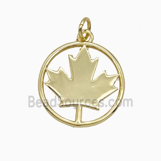 Canadian Maple Leaf Charms Copper Pendant Gold Plated