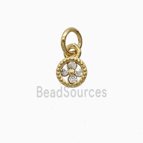 Copper Flower Pendant Pave Zirconia Gold Plated