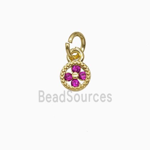 Copper Flower Pendant Pave Zirconia Gold Plated