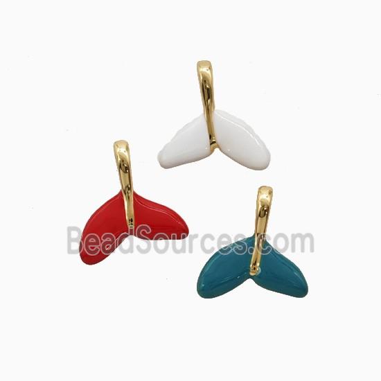 Copper Shark-Tail Pendant Enamel Gold Plated Mixed