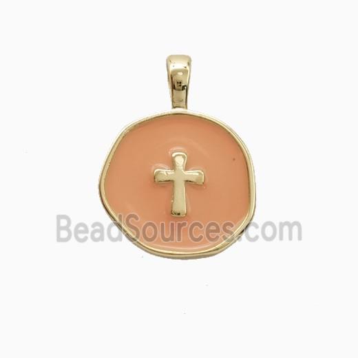 Copper Cross Pendant Enamel Gold Plated