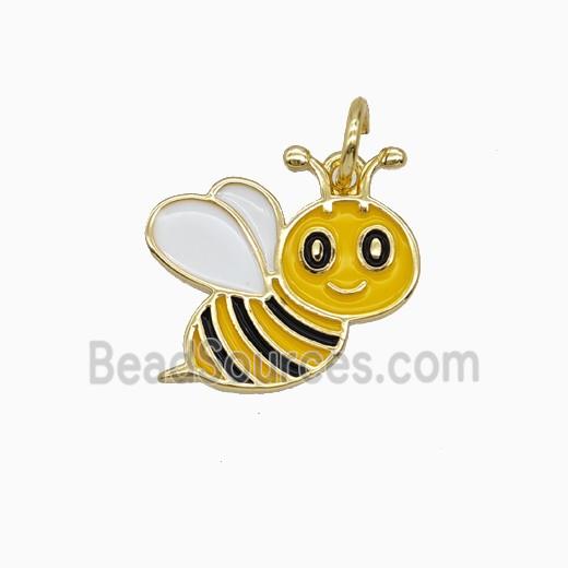 Copper Honeybee Pendant Yellow Enamel Gold Plated
