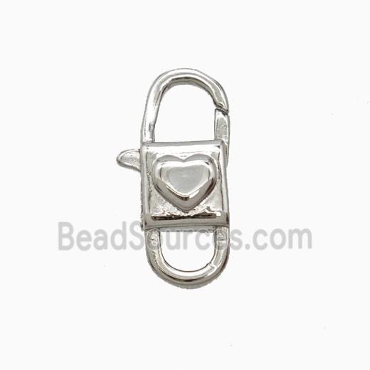 Copper Lobster Clasp Heart Platinum Plated