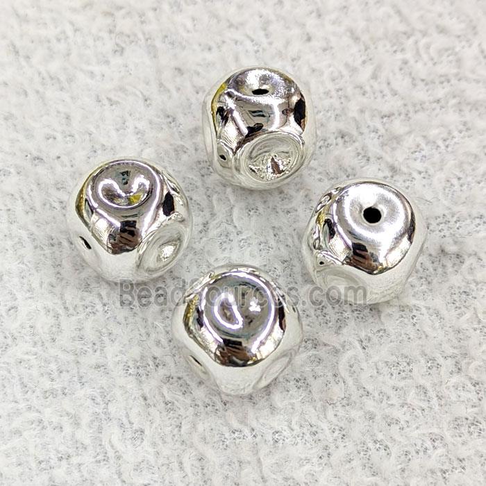 Copper Cube Beads Shiny Silver