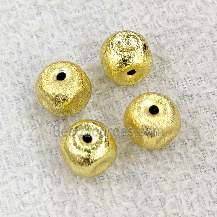 Copper Cube Beads Brushed Gold Plated