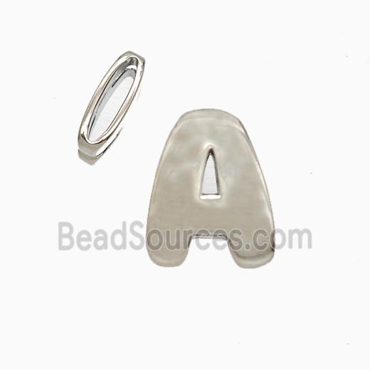 Copper Letter-A Beads Flat Hole Platinum Plated