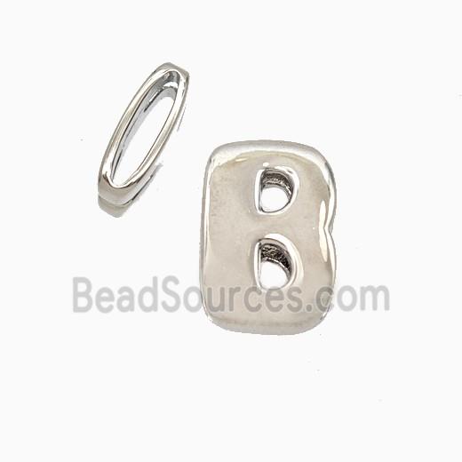 Copper Letter-B Beads Flat Hole Platinum Plated