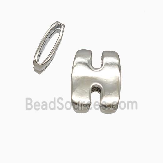 Copper Letter-H Beads Flat Hole Platinum Plated