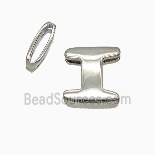 Copper Letter-I Beads Flat Hole Platinum Plated