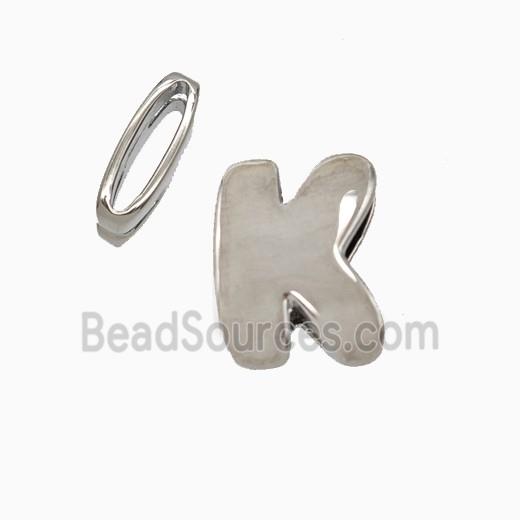 Copper Letter-K Beads Flat Hole Platinum Plated