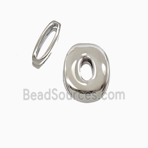 Copper Letter-O Beads Flat Hole Platinum Plated