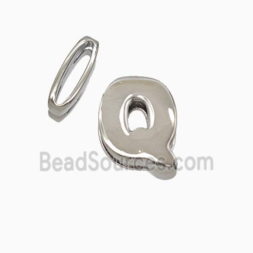 Copper Letter-Q Beads Flat Hole Platinum Plated