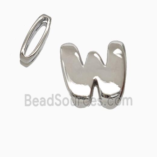Copper Letter-W Beads Flat Hole Platinum Plated