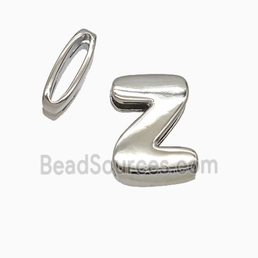 Copper Letter-Z Beads Flat Hole Platinum Plated