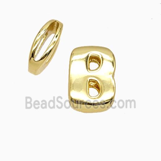 Copper Letter-B Beads Flat Hole Gold Plated