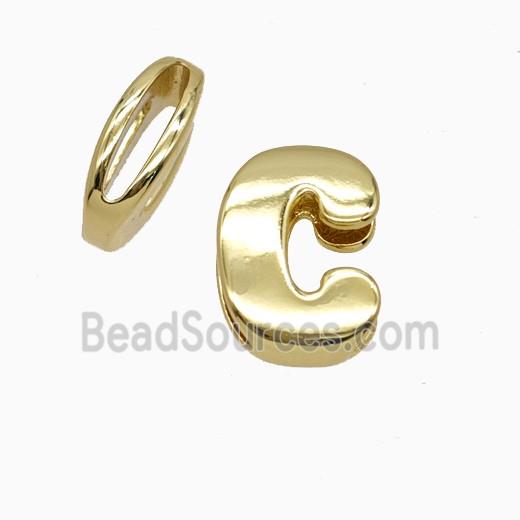 Copper Letter-C Beads Flat Hole Gold Plated