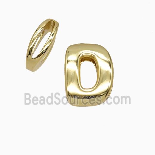 Copper Letter-D Beads Flat Hole Gold Plated
