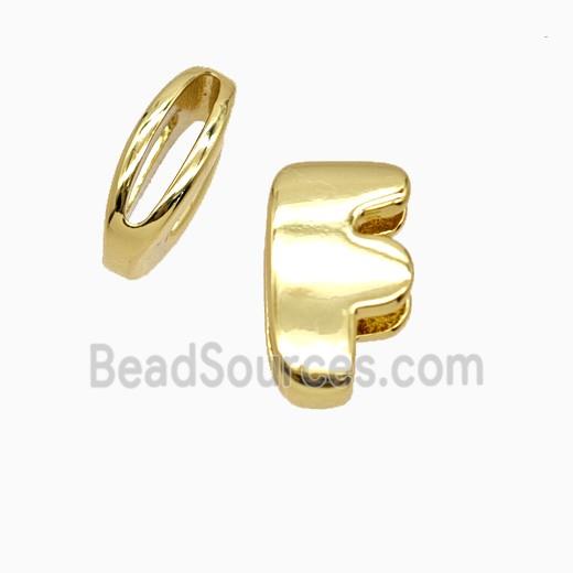 Copper Letter-F Beads Flat Hole Gold Plated