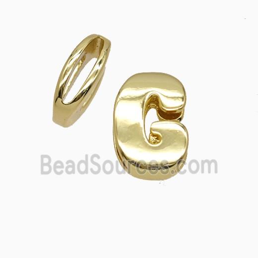 Copper Letter-G Beads Flat Hole Gold Plated