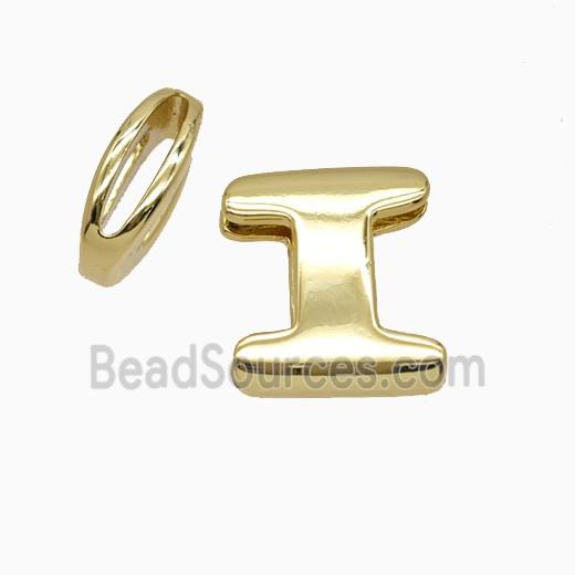 Copper Letter-I Beads Flat Hole Gold Plated