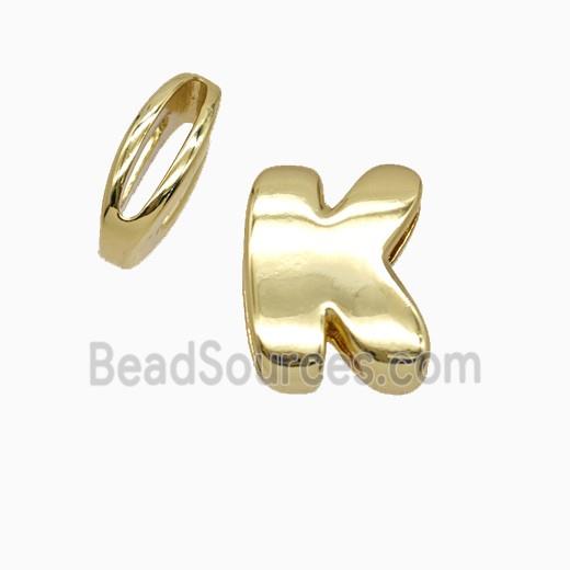 Copper Letter-K Beads Flat Hole Gold Plated
