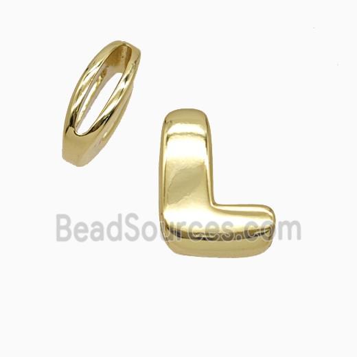 Copper Letter-L Beads Flat Hole Gold Plated