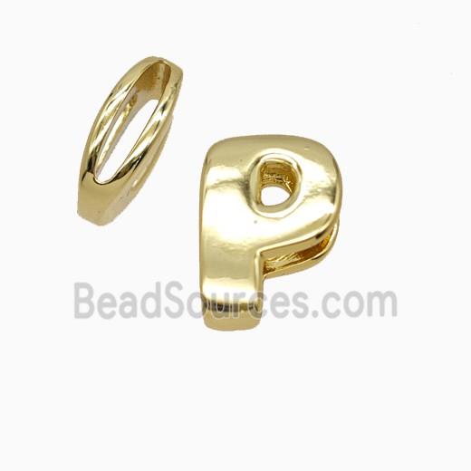Copper Letter-P Beads Flat Hole Gold Plated