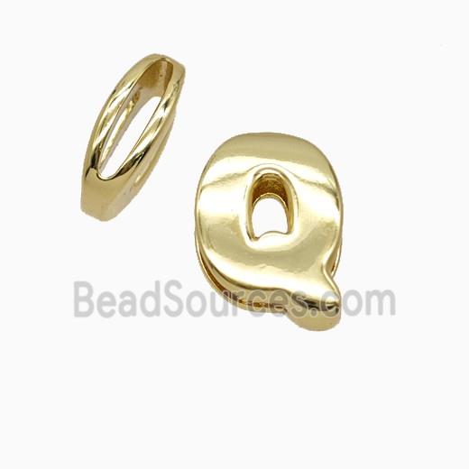 Copper Letter-Q Beads Flat Hole Gold Plated