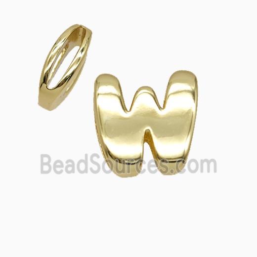 Copper Letter-W Beads Flat Hole Gold Plated