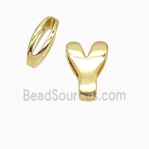 Copper Letter-Y Beads Flat Hole Gold Plated