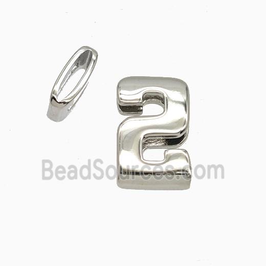 Copper Number-2 Beads Flat Hole Platinum Plated