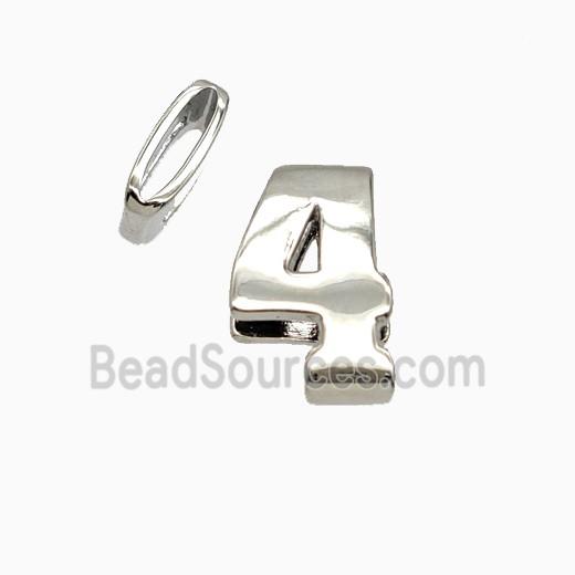 Copper Number-4 Beads Flat Hole Platinum Plated