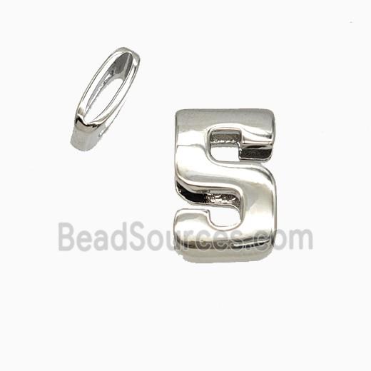 Copper Number-5 Beads Flat Hole Platinum Plated