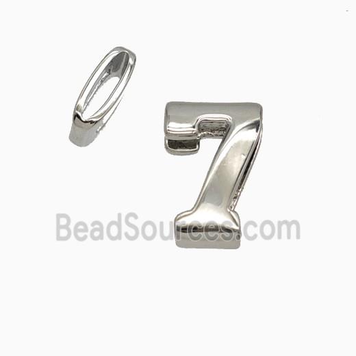 Copper Number-7 Beads Flat Hole Platinum Plated