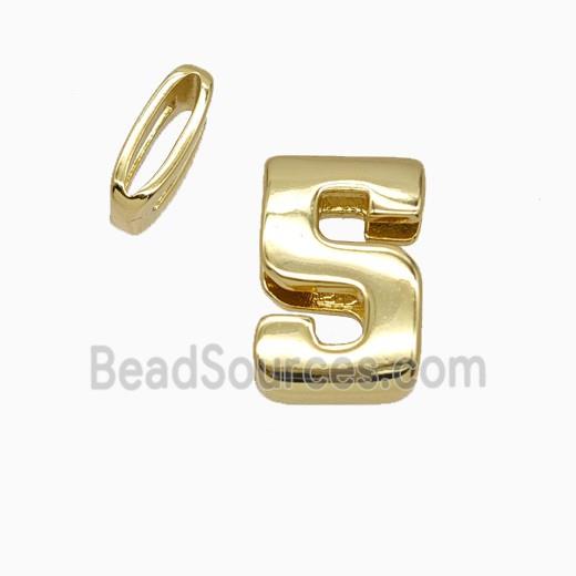 Copper Number-5 Beads Flat Hole Gold Plated