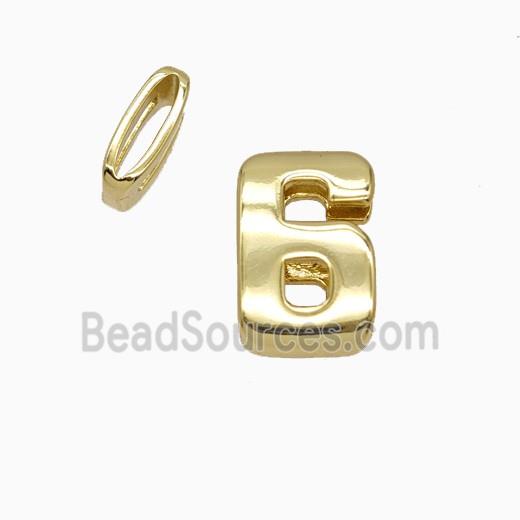 Copper Number-6 Beads Flat Hole Gold Plated