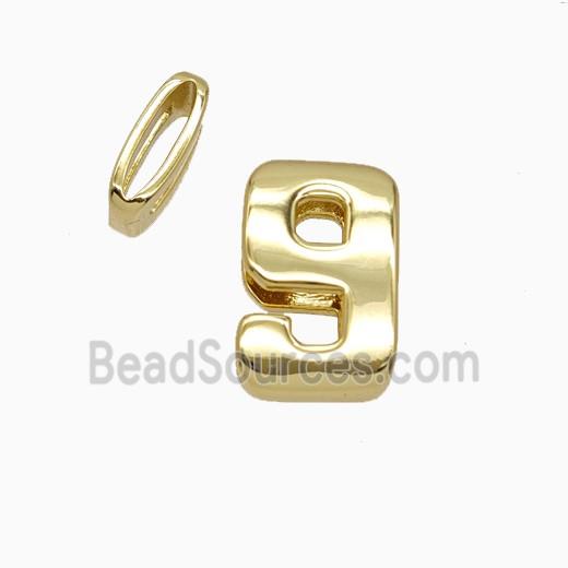 Copper Number-9 Beads Flat Hole Gold Plated