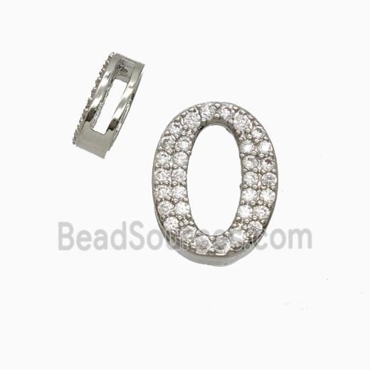 Copper Number-0 Beads Pave Zirconia Flat Hole Platinum Plated