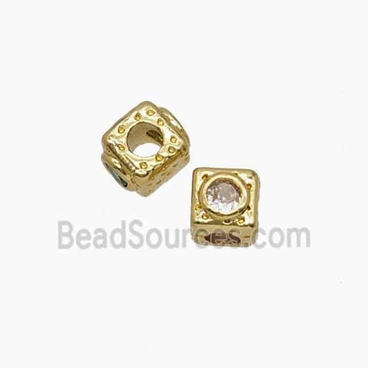 Copper Cube Beads Pave Zirconia Gold Plated