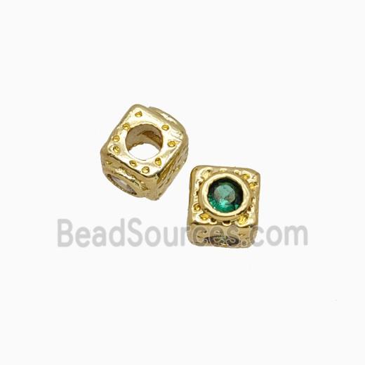 Copper Cube Beads Pave Zirconia Gold Plated