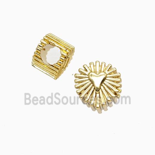 Copper Heart Button Beads Large Hole Gold Plated