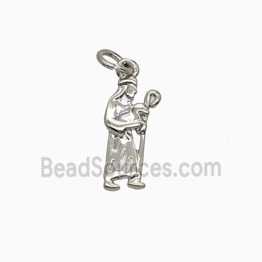 Copper Jesus Pendant Platinum Plated