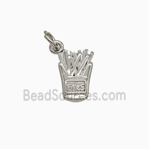 Copper French Fries Pendant Platinum Plated