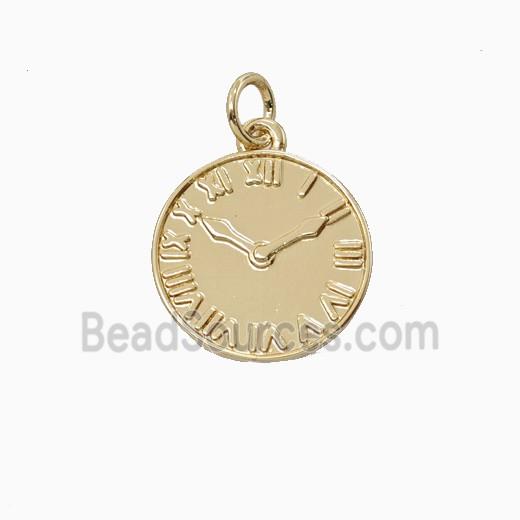 Copper Clock Pendant Gold Plated
